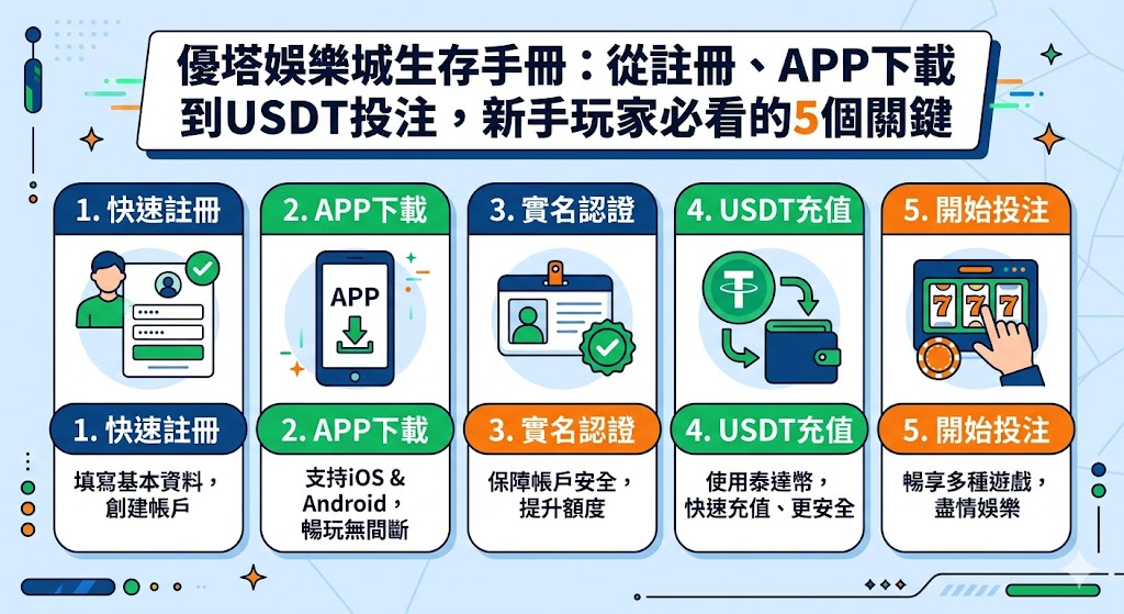 這份《優塔娛樂城生存手冊》專為新手打造,系統化整理了進入平台不可不知的五大關鍵步驟。首先,在註冊與APP下載過程中,務必認準官方加密連結以確保個資安全並享受流暢的行動端體驗。隨後,手冊深入探討了USDT虛擬貨幣投注的優勢,包含高度隱私性與快速到帳的特性,這已成為現代玩家避開傳統金流追蹤的首選。除了技術操作,新手更需掌握平台的優惠申領規則與洗碼量計算,避免因不熟悉條款而導致出金受阻。透過本指南的實戰教學,玩家能從零開始建立正確的風險控管意識,在數位娛樂環境中穩定起步。建議玩家初期先以小額測試金流流程,並善用24小時客服資源,確保在享受多元遊戲的同時,能全方位守護自身的資金安全與遊戲權益。 這份《優塔娛樂城生存手冊》專為新手打造,系統化整理了進入平台不可不知的五大關鍵步驟。首先,在註冊與APP下載過程中,務必認準官方加密連結以確保個資安全並享受流暢的行動端體驗。隨後,手冊深入探討了USDT虛擬貨幣投注的優勢,包含高度隱私性與快速到帳的特性,這已成為現代玩家避開傳統金流追蹤的首選。除了技術操作,新手更需掌握平台的優惠申領規則與洗碼量計算,避免因不熟悉條款而導致出金受阻。透過本指南的實戰教學,玩家能從零開始建立正確的風險控管意識,在數位娛樂環境中穩定起步。建議玩家初期先以小額測試金流流程,並善用24小時客服資源,確保在享受多元遊戲的同時,能全方位守護自身的資金安全與遊戲權益。
